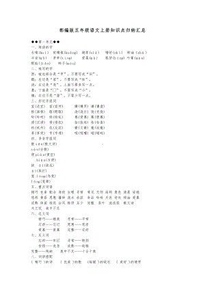 五年级语文上册各单元知识点归纳汇总.docx