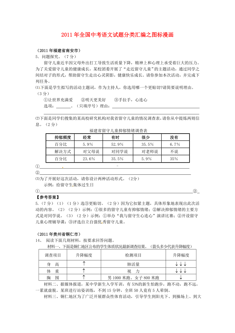 全国中考语文试题分类汇编-图标漫画.doc_第1页