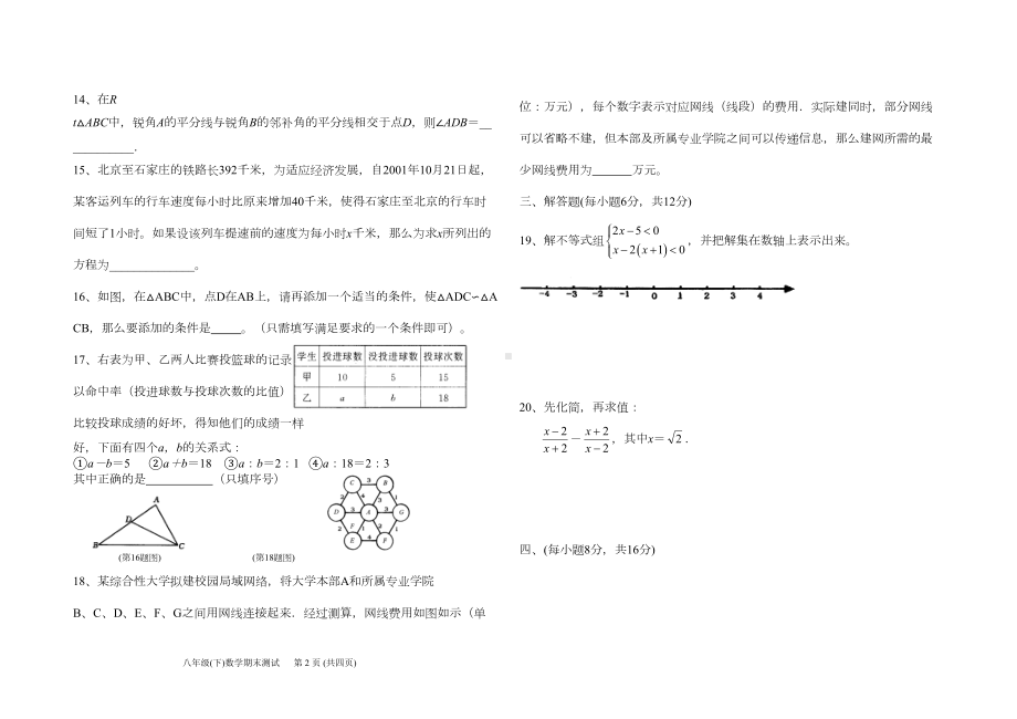 八年级下数学期末测试卷4套(DOC 9页).doc_第2页