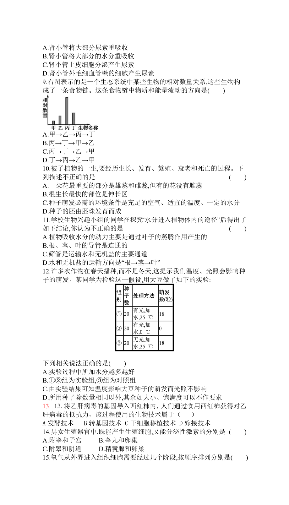 2020年生物中考模拟试题(含答案).docx_第2页