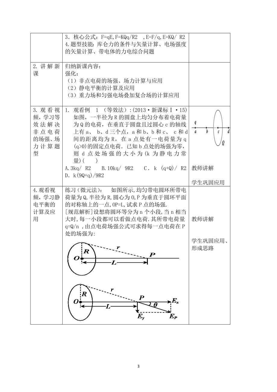 观摩课、示范课教学设计-电场力的性质加强习题课 .doc_第3页