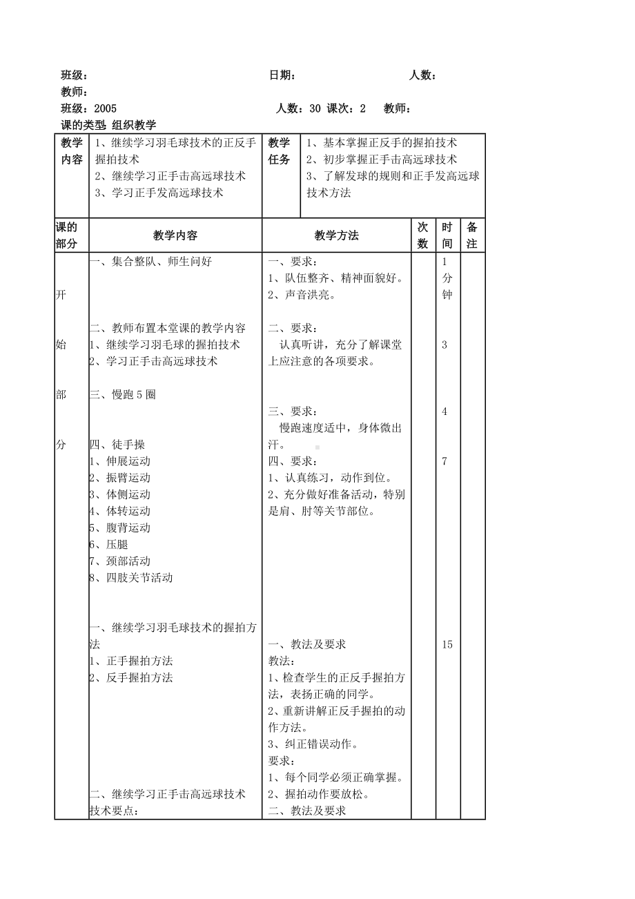 体育课教案(羽毛球模块).doc_第3页