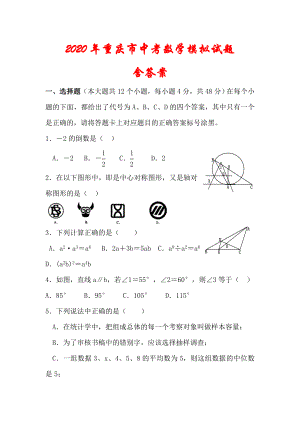 2020年重庆市中考数学模拟试题.doc