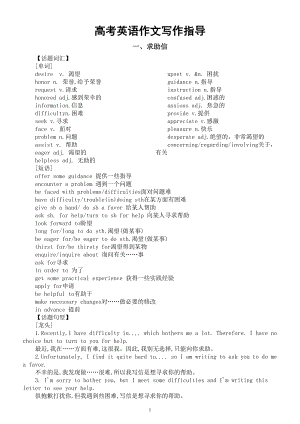 高中英语高考作文写作指导（求助+求职+咨询）.doc