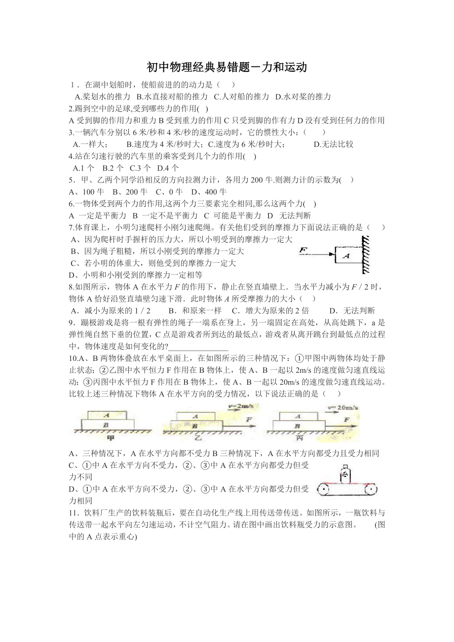 易错题集-力和运动.doc_第1页