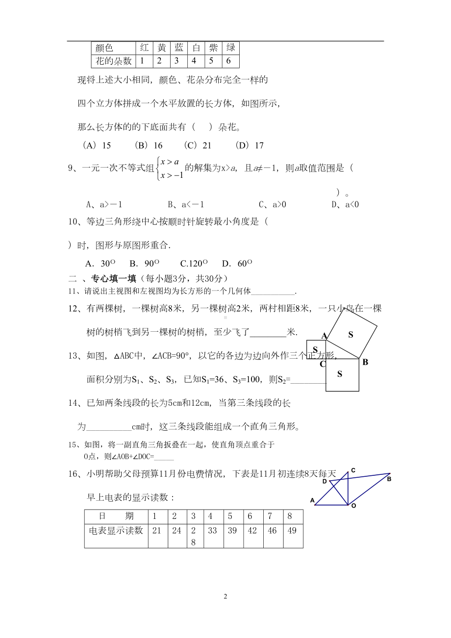 八年级上册期末数学试题及答案(DOC 7页).doc_第2页