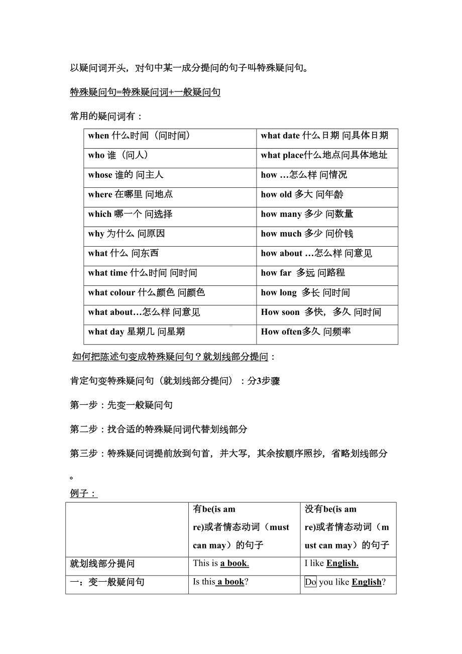 小学一般疑问句特殊疑问句强烈推荐(DOC 8页).doc_第3页