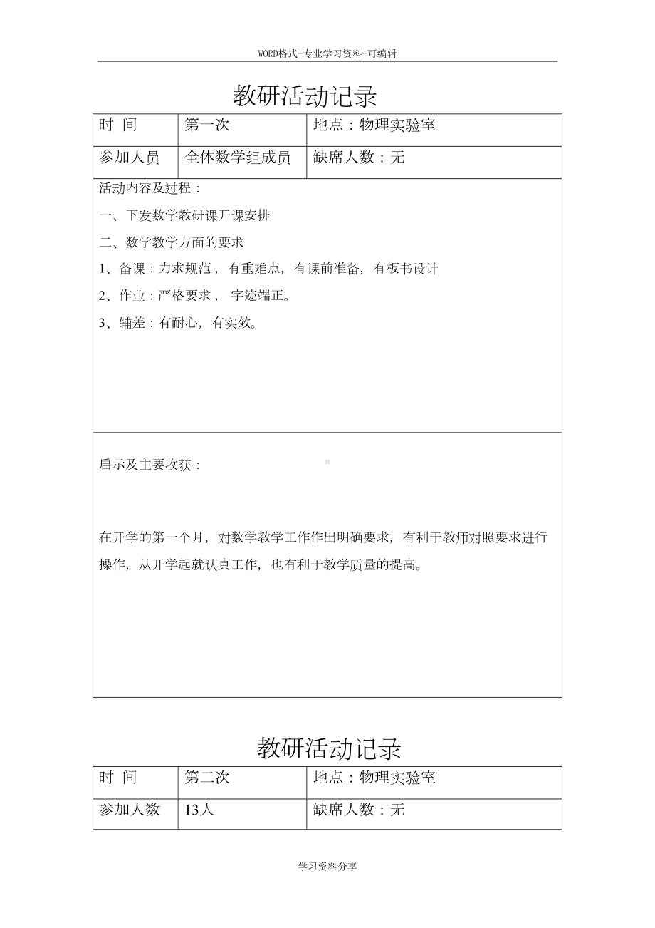 初中数学教研活动记录(DOC 12页).doc_第1页