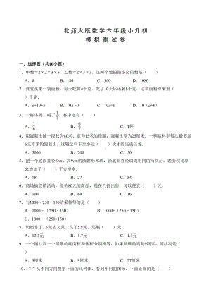 北师大版小升初数学测试题及答案(DOC 16页).doc