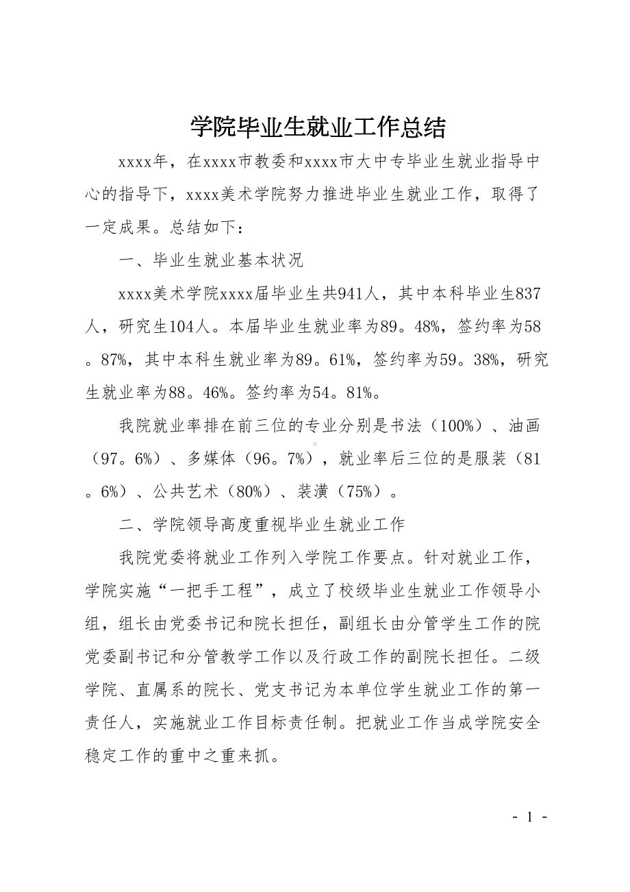 学院毕业生就业工作总结(DOC 7页).doc_第1页