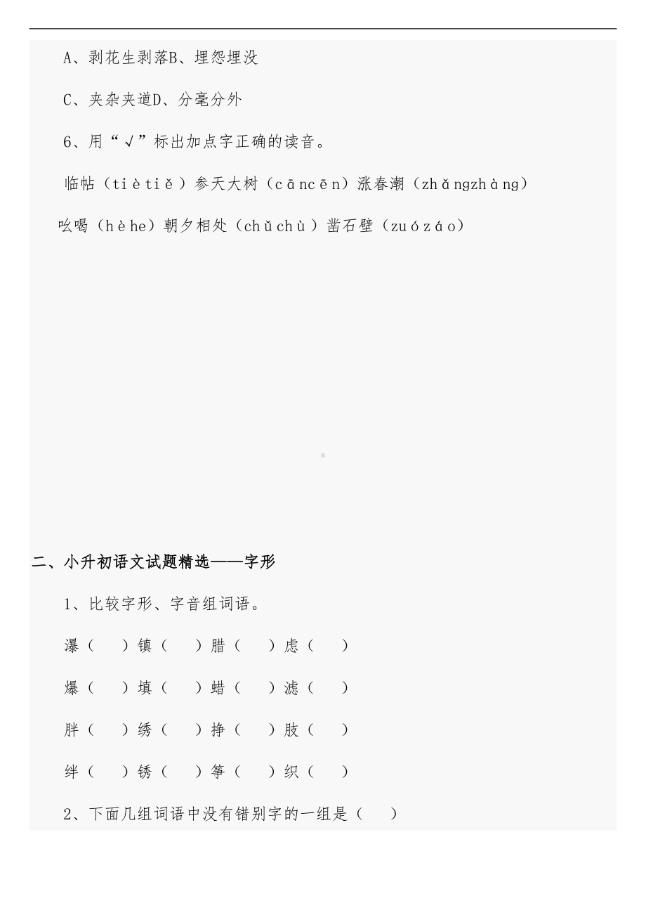 小升初语文总复习必考知识点测试卷及答案(DOC 48页).docx_第2页