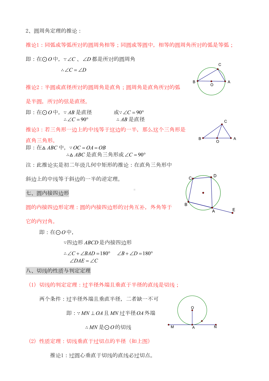 初三数学九上圆所有知识点总结和常考题型练习题(DOC 7页).doc_第3页