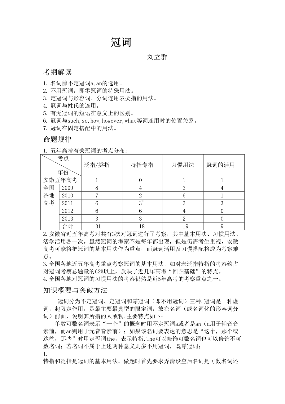 冠词常考知识点(DOC 7页).doc_第1页