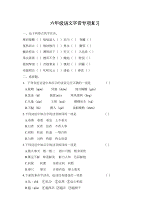 六年级语文字音专项复习题(DOC 13页).doc