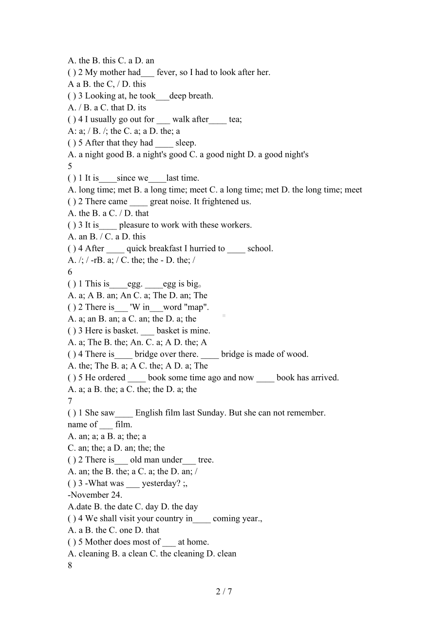 初中冠词练习题(带标准答案)(DOC 7页).doc_第2页