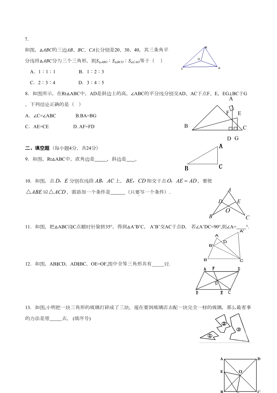 华东师大版：全等三角形测试卷(DOC 7页).docx_第2页