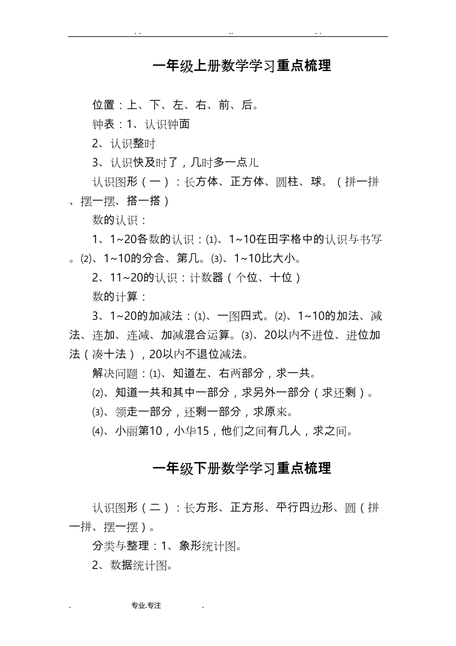 小学数学(全册)知识点梳理(DOC 46页).doc_第1页