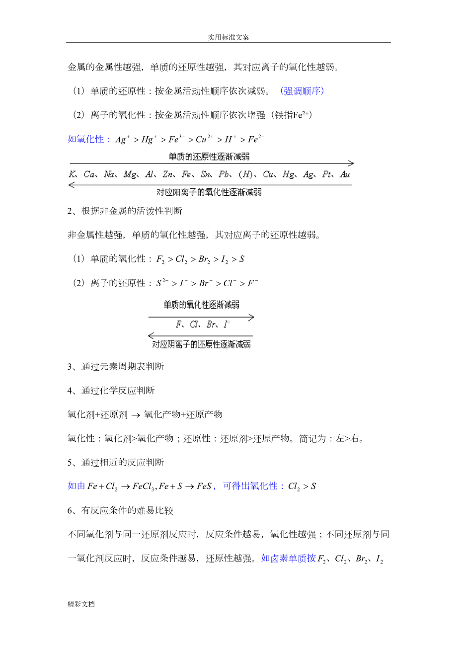 化学的必修一氧化还原反应与离子反应知识点的总结及练习题目(DOC 12页).doc_第3页