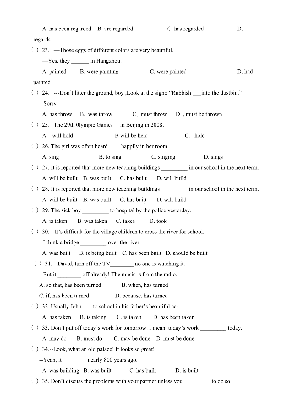 初中被动语态练习题典型例题(DOC 6页).doc_第3页