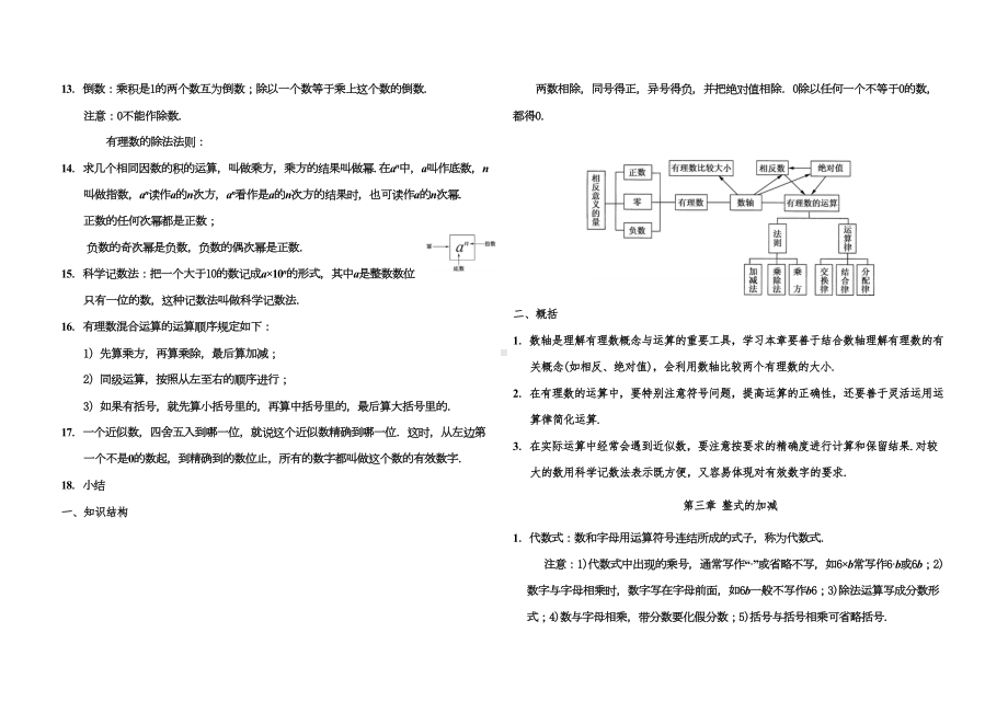 华师大版初一年级数学上期末复习知识点总结及章节训练试题(DOC 14页).doc_第2页