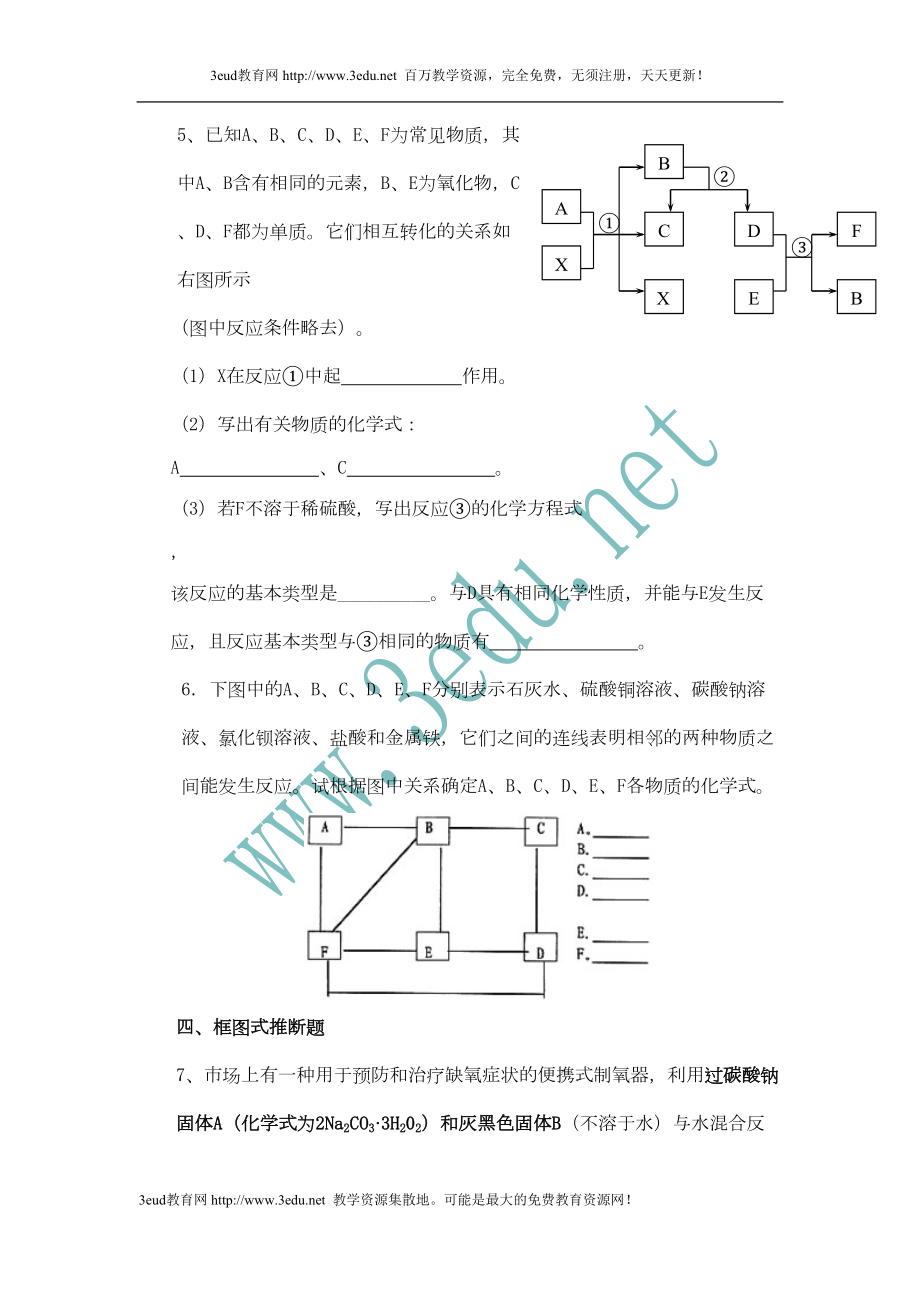 初三化学物质推断题专题训练解读(DOC 7页).doc_第3页