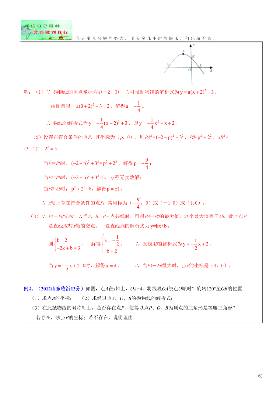 初中数学总复习《动态几何之存在性问题探讨》教师版-讲义(DOC 32页).doc_第2页