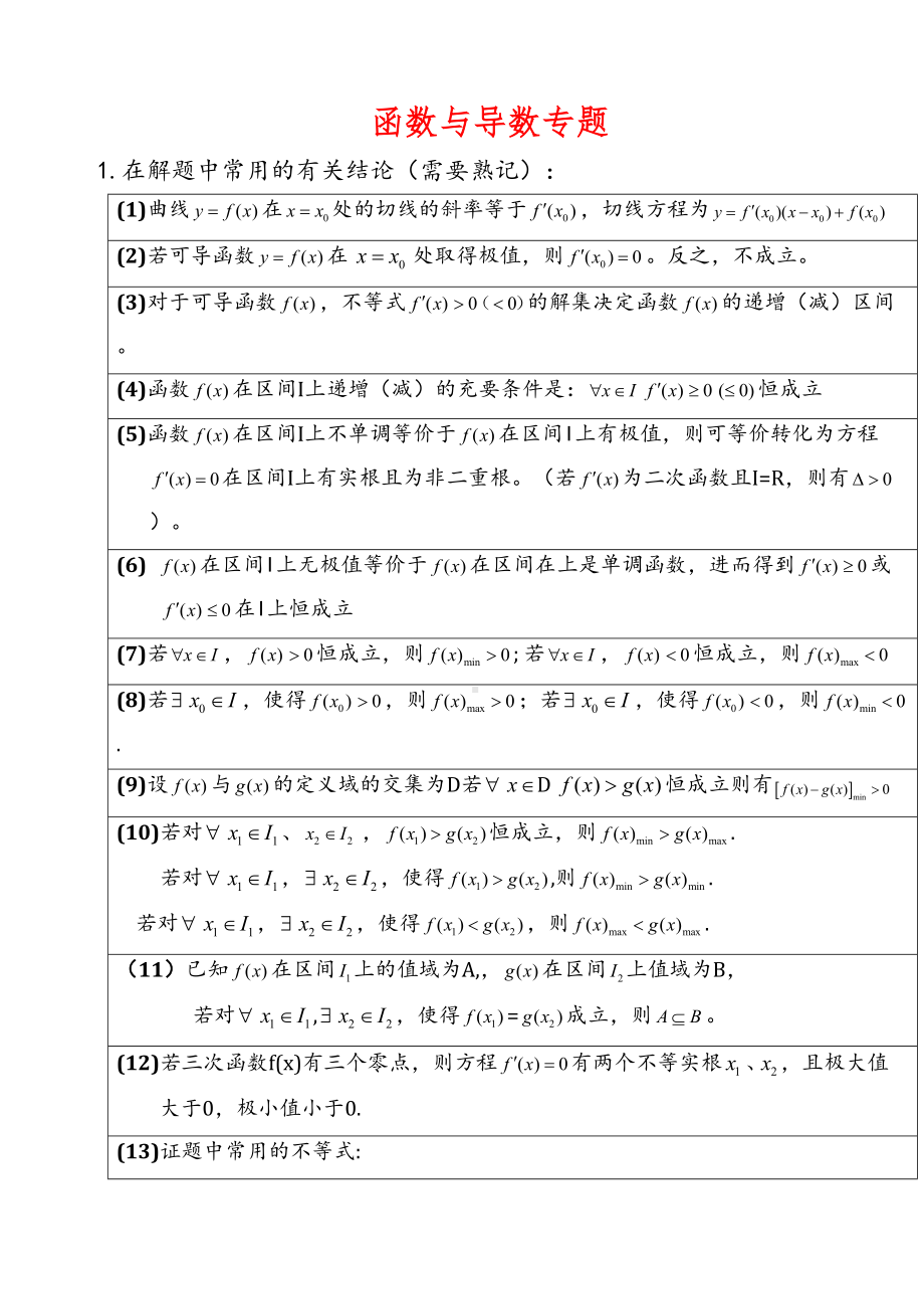 函数与导数专题含高考试题(DOC 18页).docx_第2页