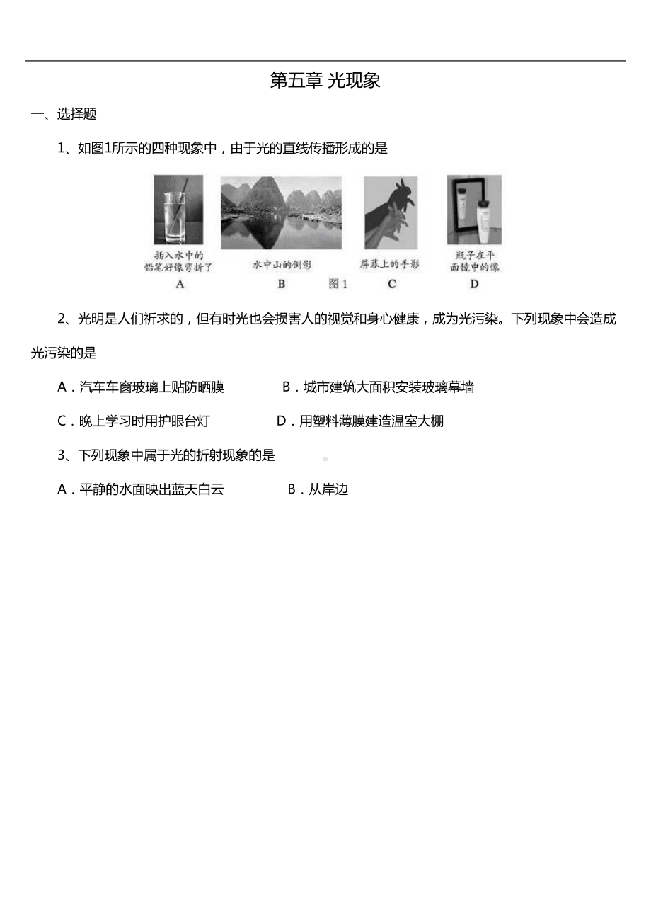 初二物理光现象测试题及答案(DOC 9页).doc_第2页