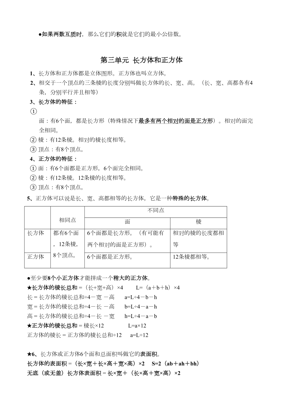 小学数学部编五年级下册期末知识点总结(DOC 9页).docx_第3页