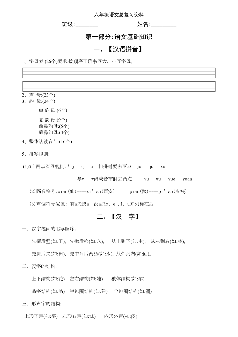 六年级语文总复习资料(DOC 11页).doc_第1页