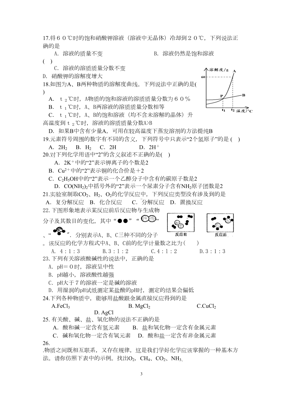 初中化学常见易错题解析及历年中考难题及答案(DOC 12页).doc_第3页