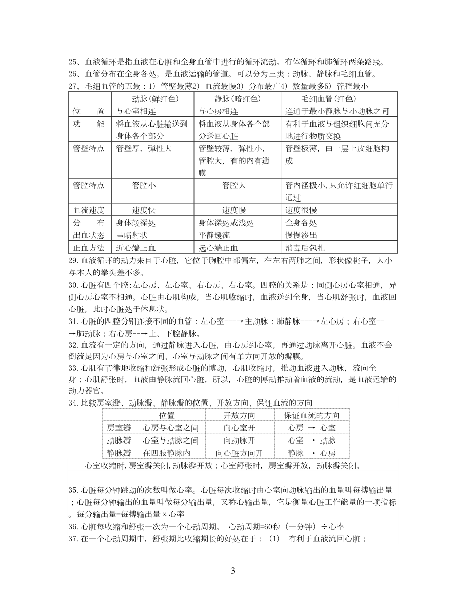 北师大版七年级生物下册知识点(DOC 12页).doc_第3页