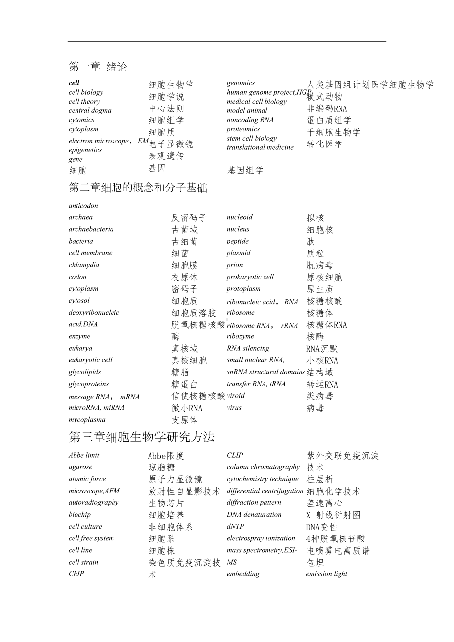 医学细胞生物学英译汉总结剖析(DOC 20页).doc_第1页