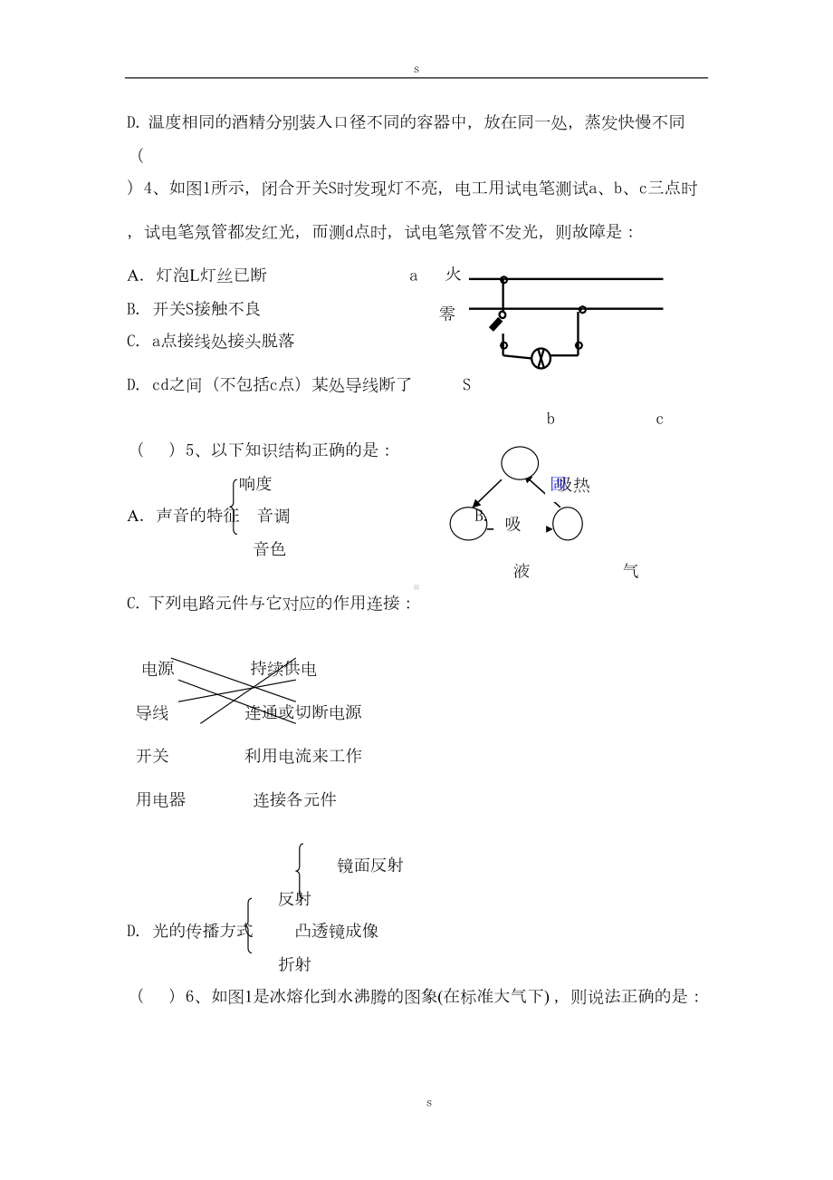 初二物理上册期末考试试题(DOC 9页).doc_第2页