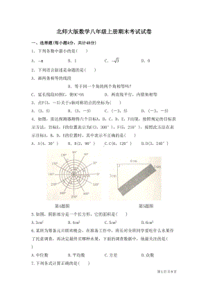 北师大版数学八年级上册期末考试试题含答案(DOC 9页).docx