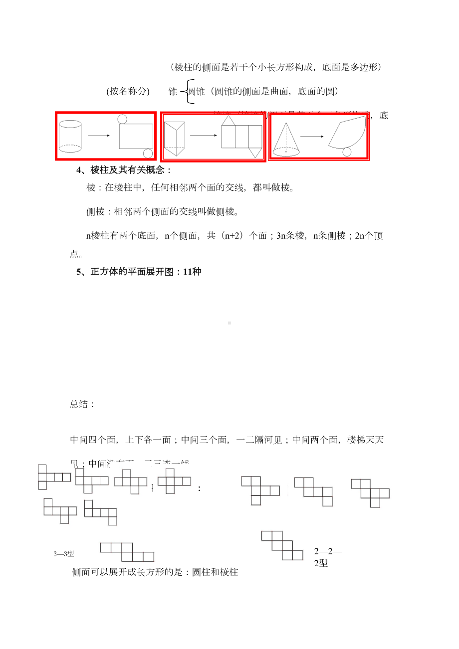 北师大版七年级上册数学第一章丰富的图形世界知识点归纳(DOC 7页).doc_第2页