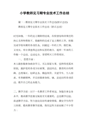 小学教师见习期专业技术工作总结(DOC 17页).docx