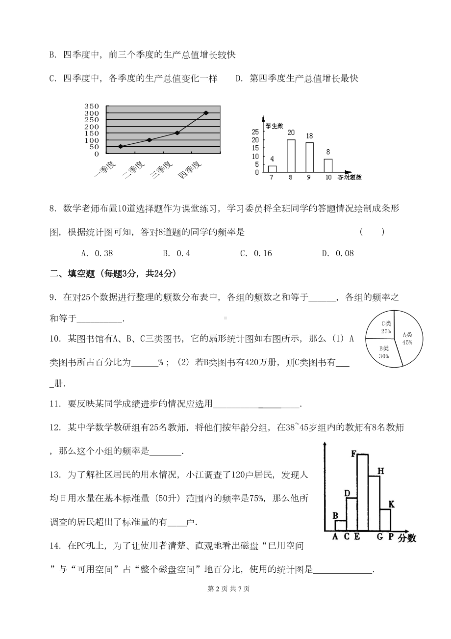 北师大版七年级数学上册第六章-数据的收集与整理测试题带答案(DOC 7页).doc_第2页