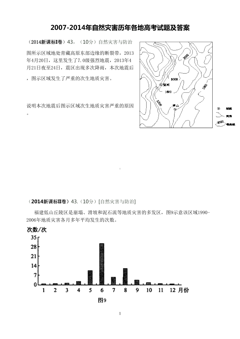 历年自然灾害高考试题及答案概要(DOC 20页).doc_第1页