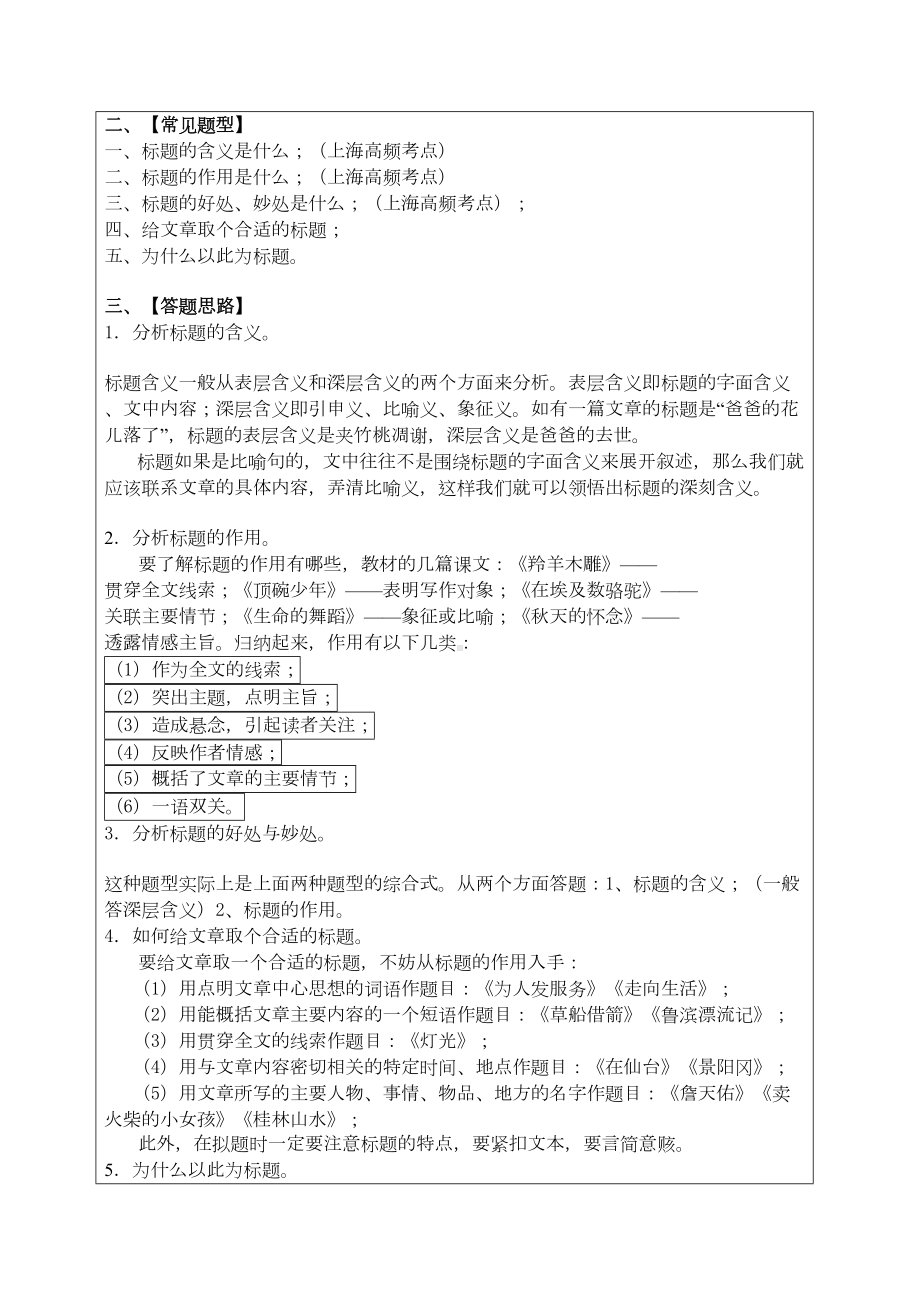 初一语文记叙文标题的含义与作用教案资料(DOC 15页).doc_第2页