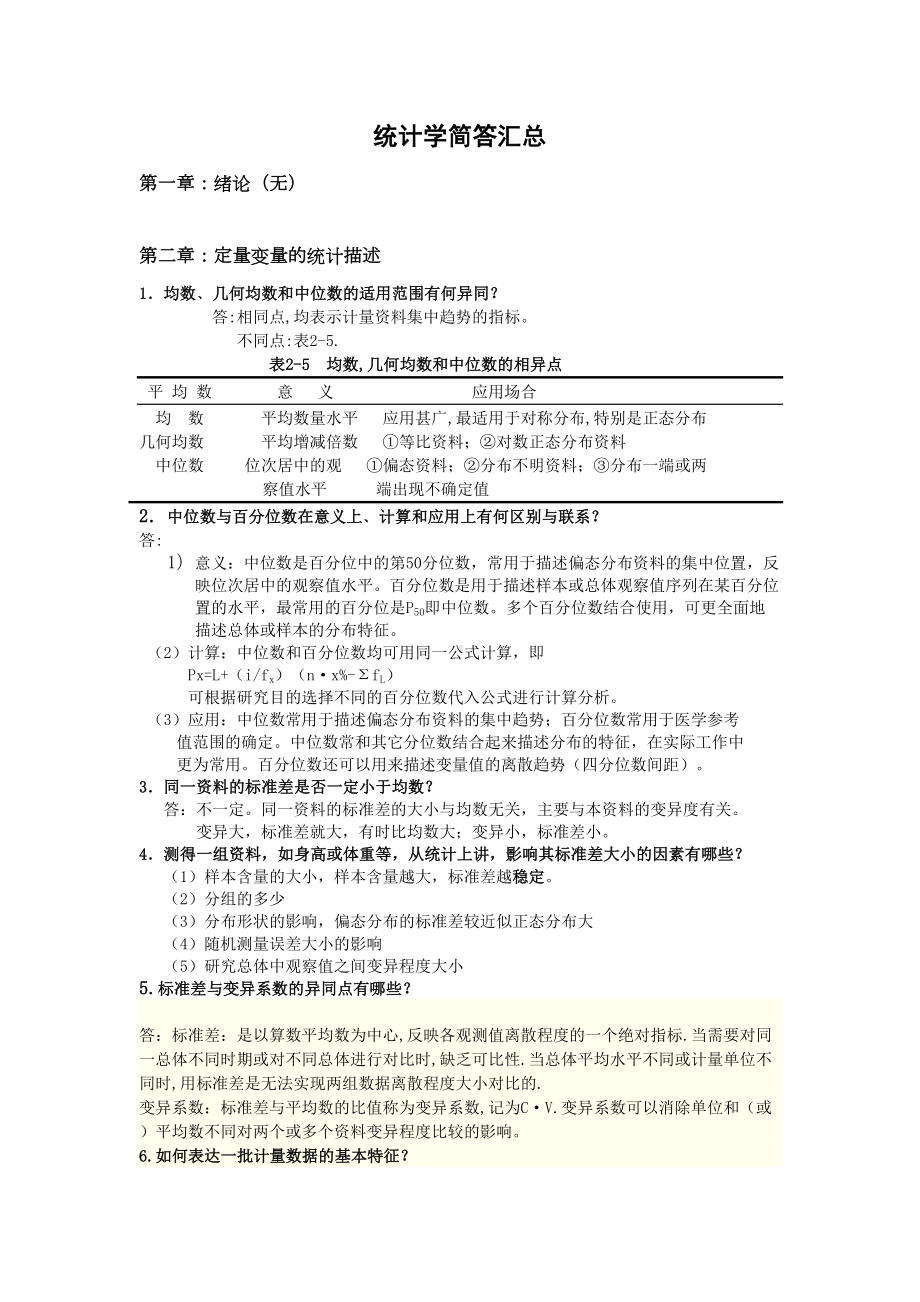 卫生统计学简答题汇总(word文档)(DOC 27页).doc_第1页