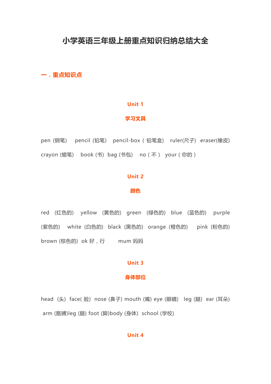 小学英语三年级上册重点知识归纳总结大全(DOC 7页).docx_第1页