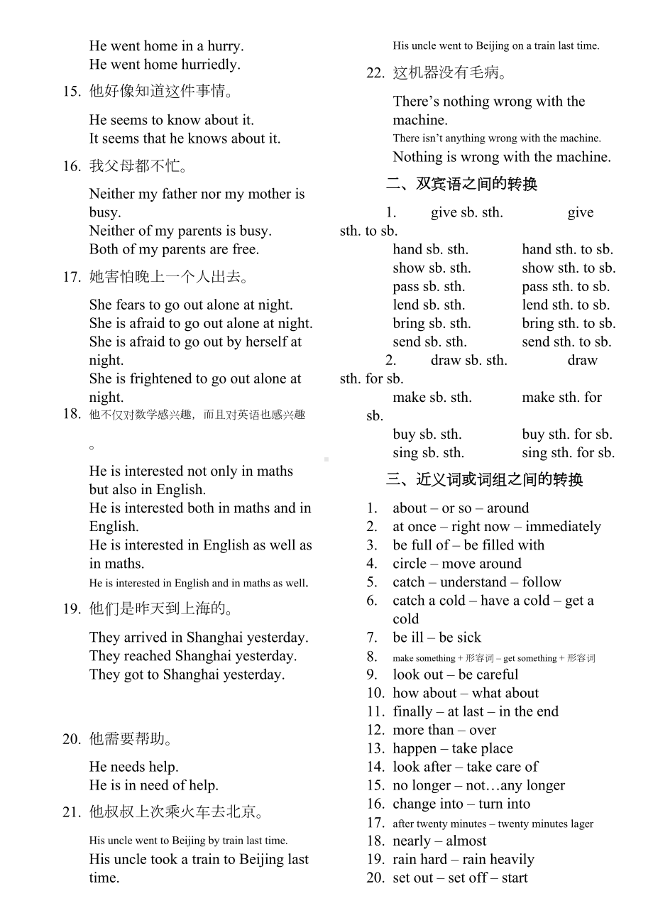 同义句转换类型大全初中英语(DOC 6页).doc_第2页