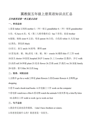 冀教版五年级上册英语知识点汇总(DOC 6页).docx