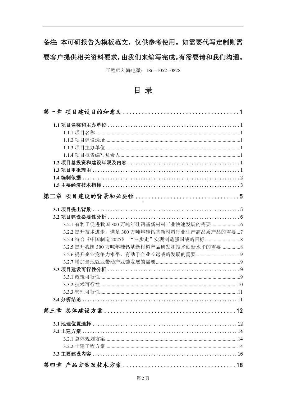 300万吨年硅钙基新材料项目建议书写作模板立项审批.doc_第2页