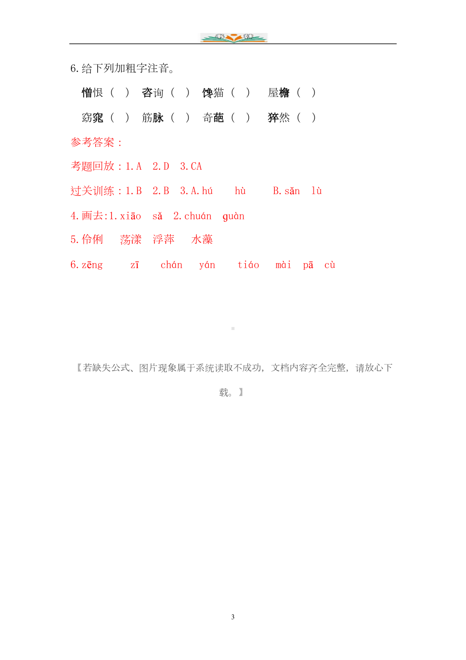 小升初语文总复习专题练习题及答案(共20个专题练习)(DOC 101页).doc_第3页