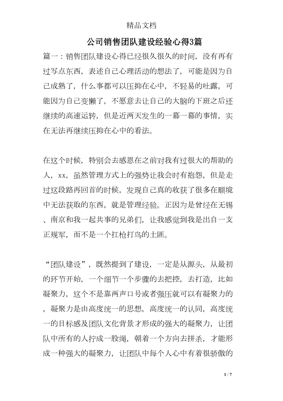 公司销售团队建设经验心得3篇(DOC 7页).doc_第1页