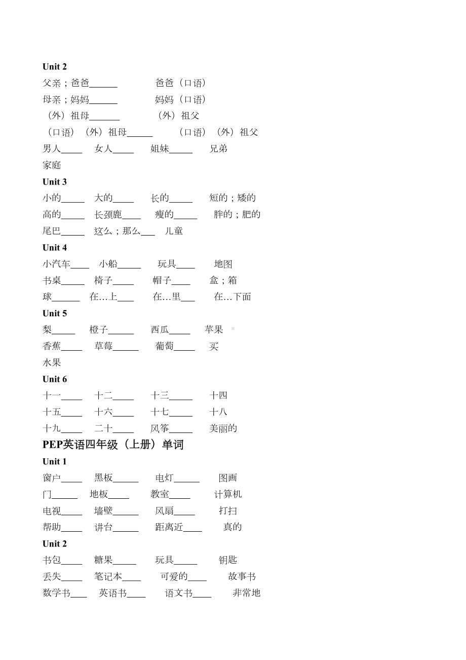 小升初英语复习素材：单词分年级汇总(学生默写版)(DOC 9页).doc_第2页