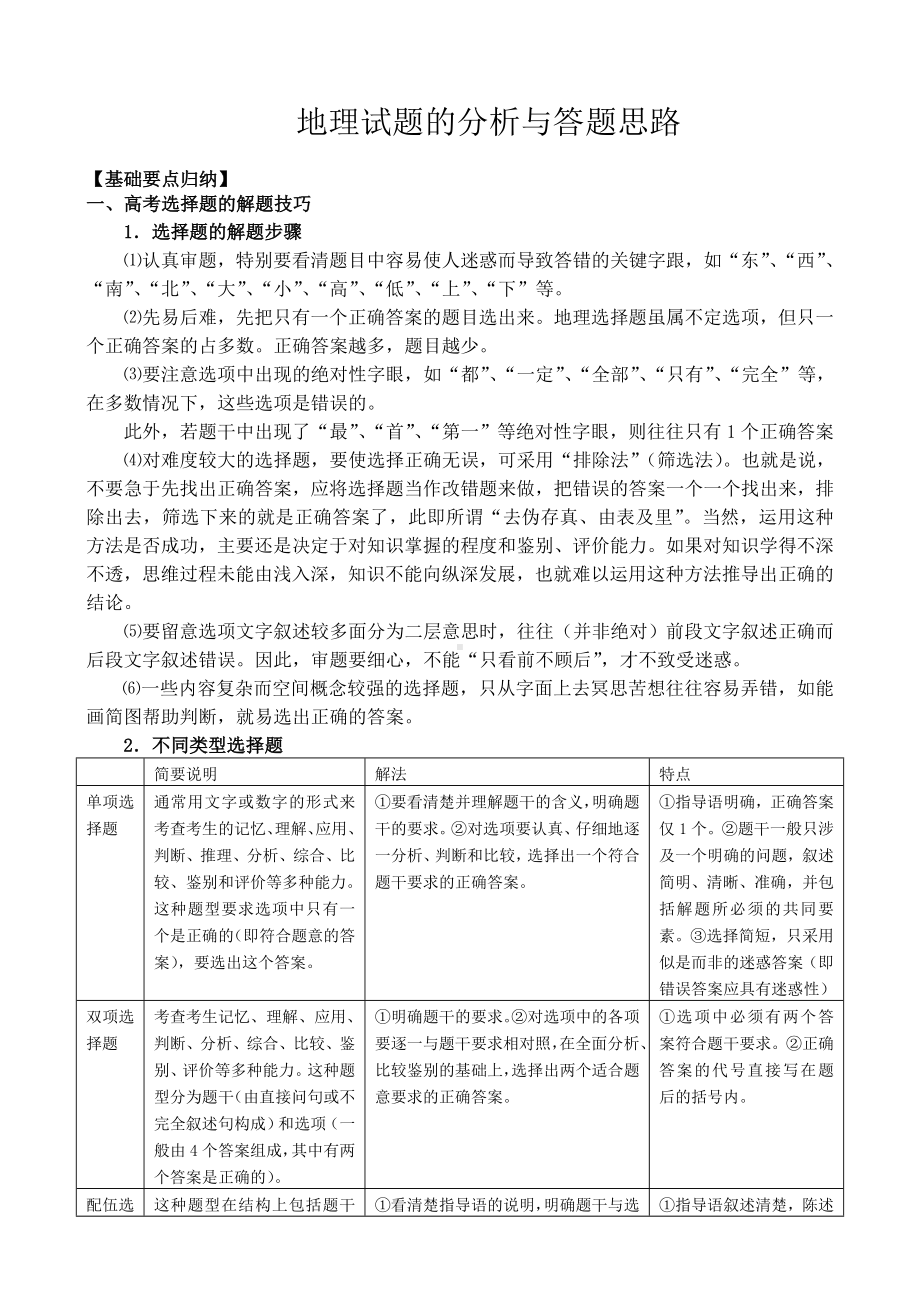 地理试题的分析与答题思路.doc_第1页