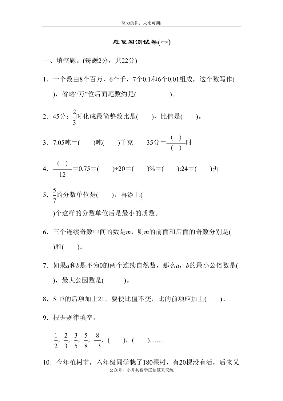 小升初数学总复习测试卷(一)(DOC 14页).doc_第1页